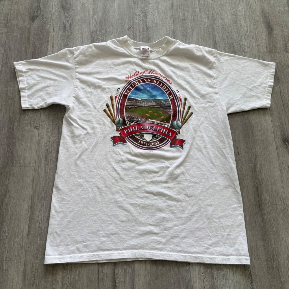 Vintage Philadelphia Phillies Veterans Stadium T-Shirt 1971-2003 Large Mens